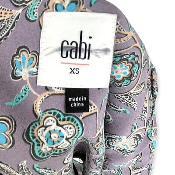 CAbi 3453 Floral Scrollwork Cami Top Blouse Women's XS Purple Asymmetrical - Picture 5 of 5